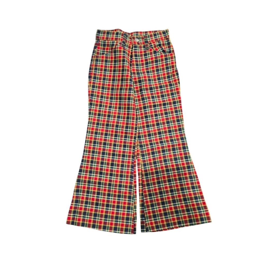 Vintage Toughskins Growing Girl Plaid Flare Leg Pants - Sz 12